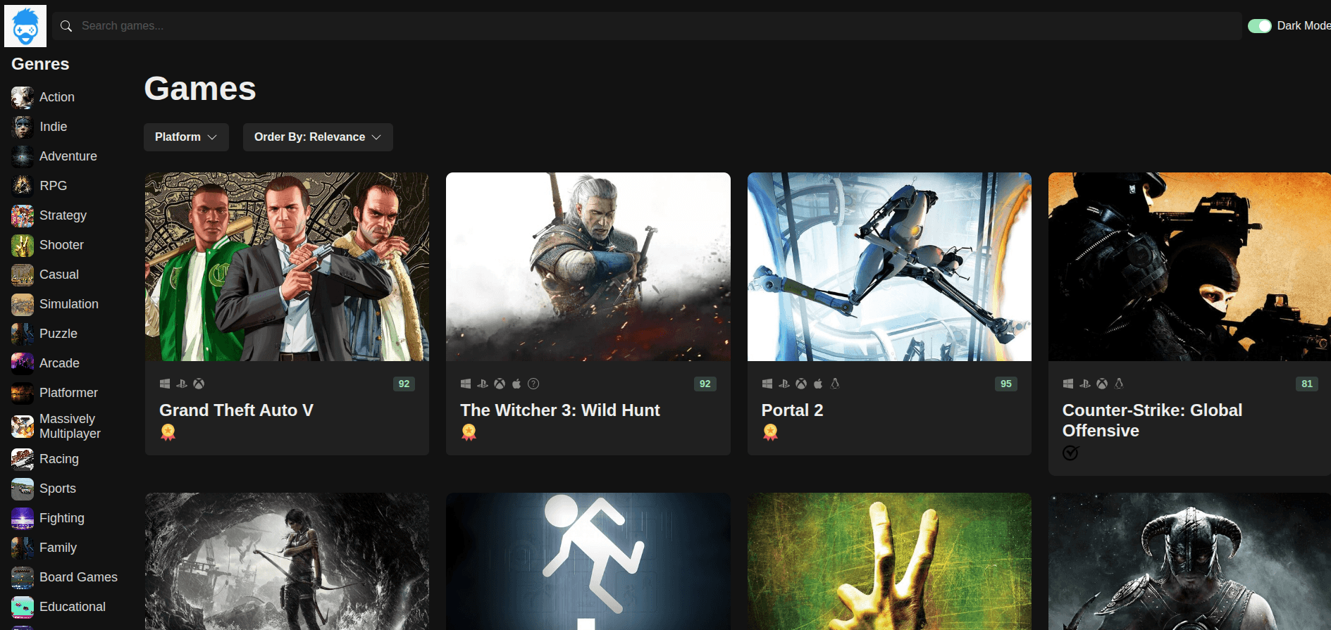 Game Discovery Website